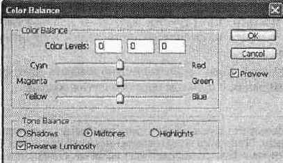 Изменение баланса цветов