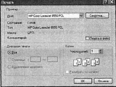 Вывод изображения на печать