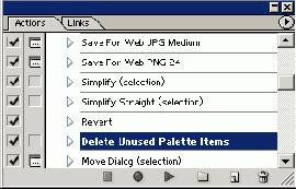 ������ Delete Unused Palette Items �� ������� Actions