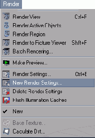 ����� ������� ����� ����� �������� �������� ������� Render > New Render Settings