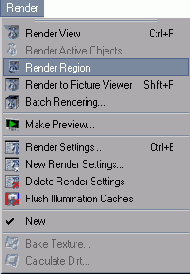 ��� ������������ ������� �������� ������� Render >Render Region