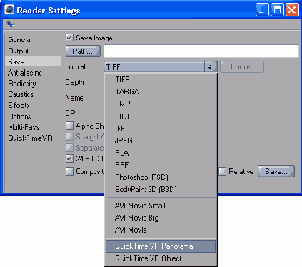 � ������ ����� Quick Time VR Panorama ��� Quick Time VR Object