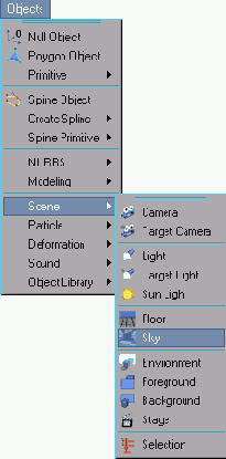 ������� Object > Scene > Sky ��������� ������� ������ �����