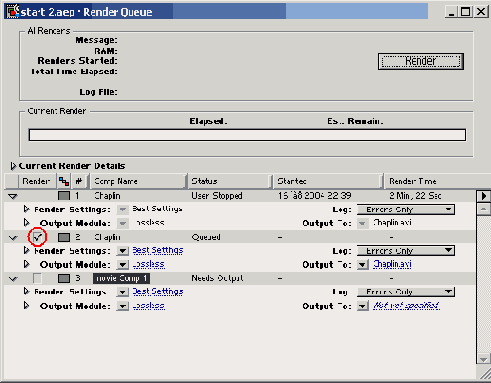 ������� ��� ������ Render Queue