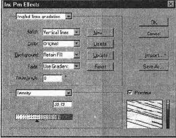 Диалоговое окно Ink Pen Effects (Эффекты штриховки)