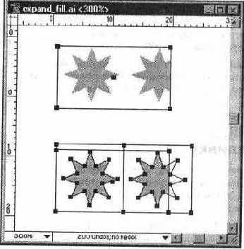 Исходный объект с декоративной заливкой и полученные объекты
