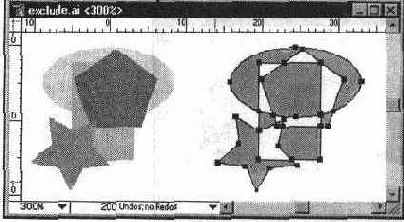 Исходные объекты и результат действия
