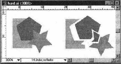 Исходные объекты и результат действия