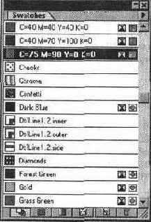 Палитра Swatches (Каталог) в режиме Names (Имена)