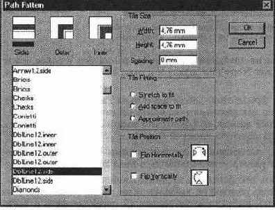 Диалоговое окно Path Pattern (Бордюр)