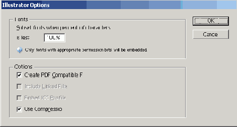���������� ���� Illustrator Native Format Options