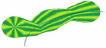 Две части составного пошагового перехода привязаны к криволинейной траектории