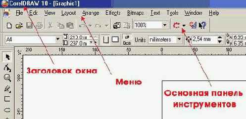Элементы рабочего окна редактора