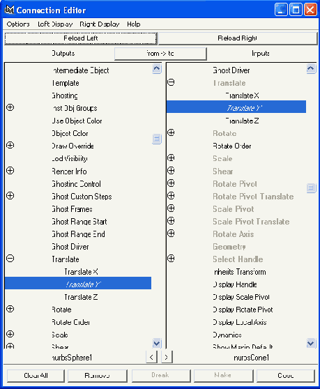 ���� ������� Connection Editor