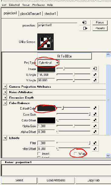 ��� ��������� � ���� Attribute Editor (�������� ���������) �������� ���������� ������ ��������