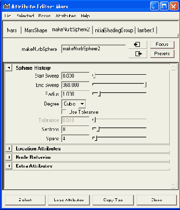 ��������� ���������� ���� � ���� ������� Attribute Editor
