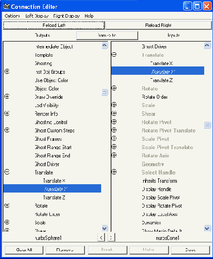 ���� ������� Connection Editor