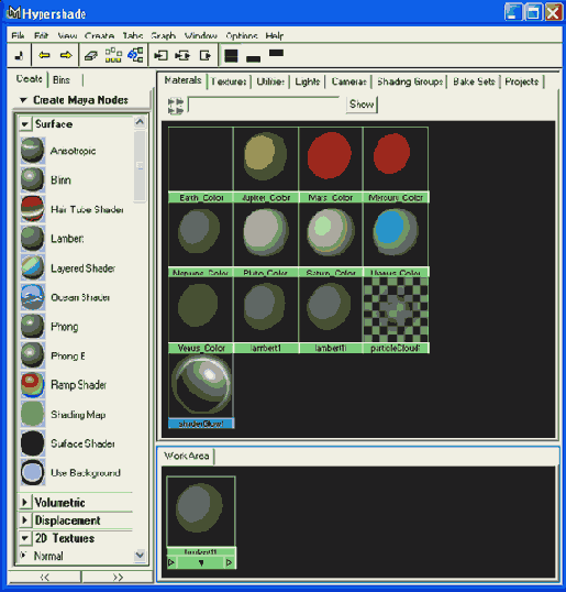 ���� ������� Hypershade ����� ���������� ���� ����������