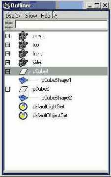 ���������� ���� � ���� ������� Outliner