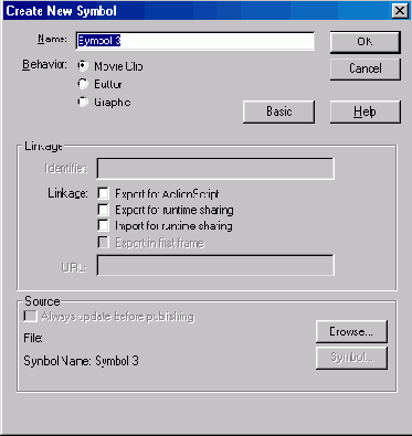 ���� Create New Symbol � Flash MX