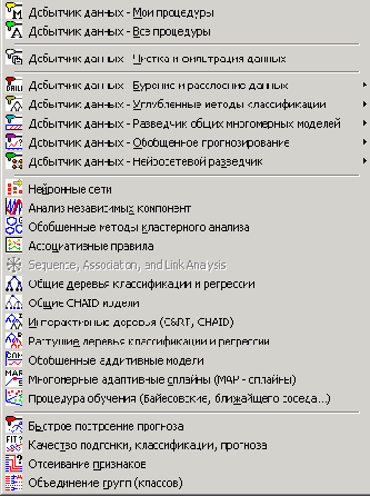 �������� ������� STATISTICA Data Miner