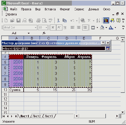 Мастер диаграмм Excel