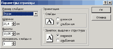 Параметры страницы