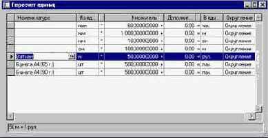 Как задать правила пересчета единиц
