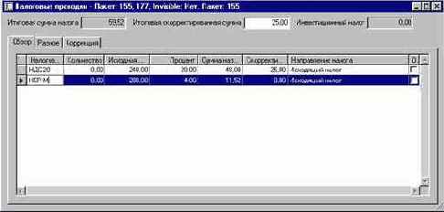 Информация о налоговых операциях