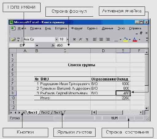 �������� �������� ����������� ������� Excel