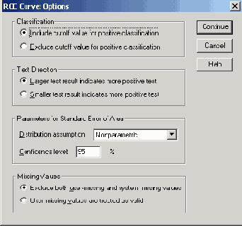 ���������� ���� ROC Curve: Options (������ ROC: �����)