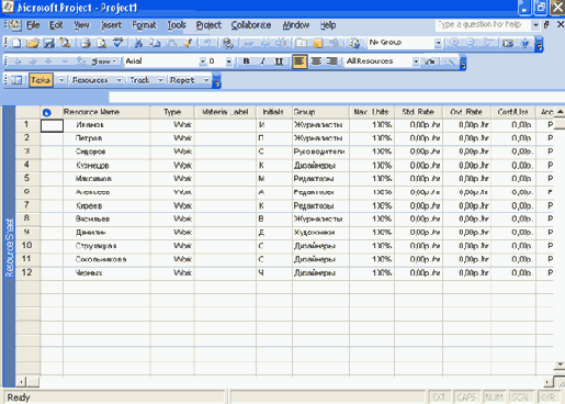 ������ �������� �������� � ������� (������� Group)