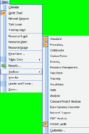 ���� View > Toolbars (��� > ������ ������������)