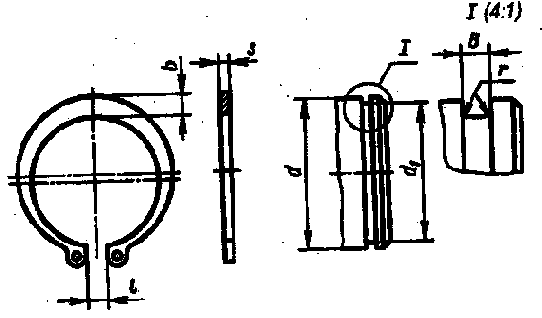 Кольца пружинные упорные плоские наружные эксцентрические (из ГОСТ 13942-86) и канавки для них, мм
