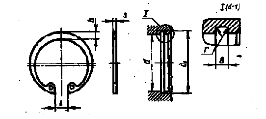 Кольца пружинные упорные плоские внутренние эксцентрические (из ГОСТ 13941-86) и канавки для них, мм