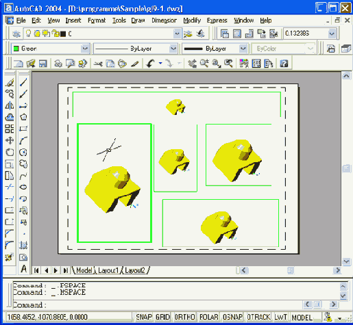 Переход в режим MODEL с активизацией одного видового экрана