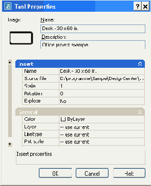 ���� Tool Properties ������� ����� Desk 30 � 60 in