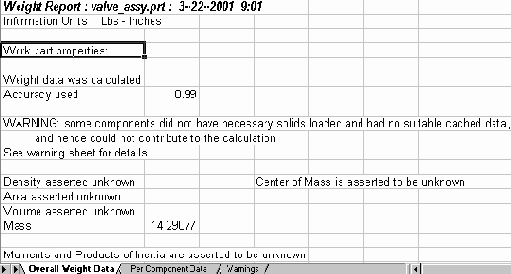 ������ Overall Weight Data - ����� ������� ������