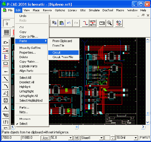 ���� ������� Edit/Paste/Circuit