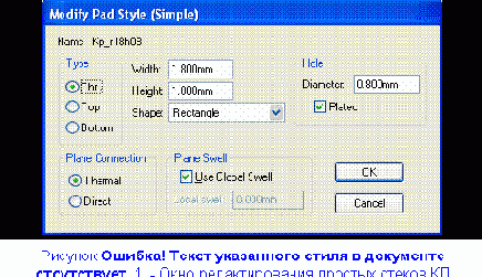 Стеки контактных площадок и переходных отверстий