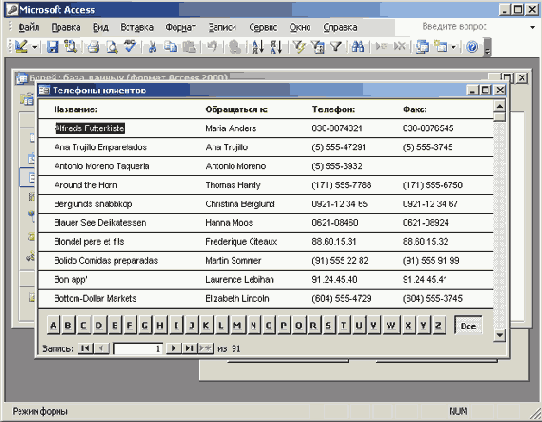 Форма, помогающая найти требуемую информацию