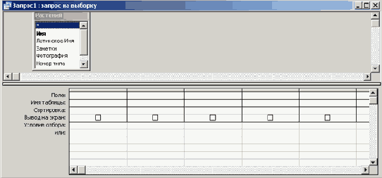 Таблица запроса в режиме конструктора