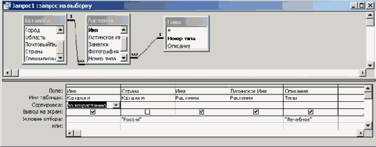 Окно для создания сложного запроса