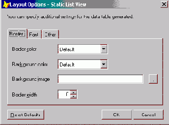 Диалоговое окно Layout Options