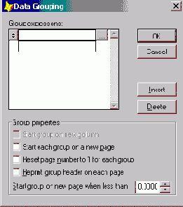 Группировка данных в отчете