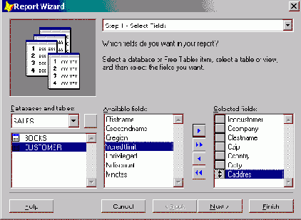 Использование мастера для создания однотабличного отчета