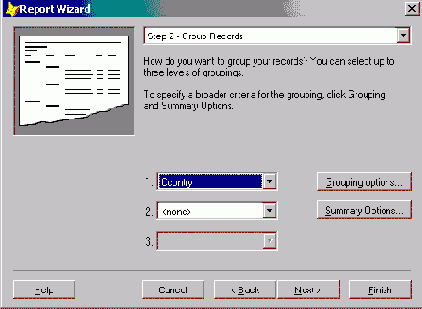 Использование мастера для создания однотабличного отчета