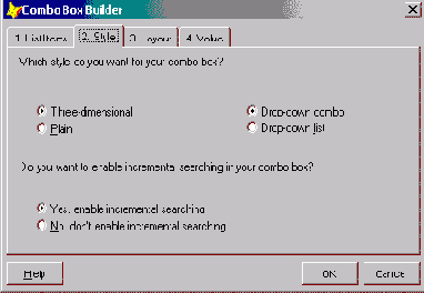 Использование построителя для создания раскрывающегося списка