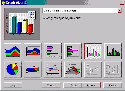 Создание диаграммы с помощью мастера Graph Wizard