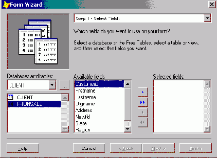 Создание формы с помощью мастера